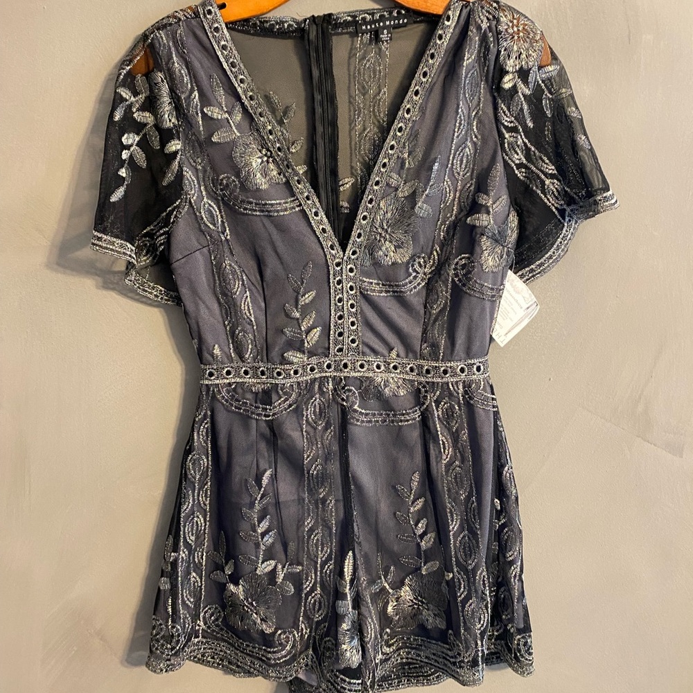 Embellished Space Grey Romper